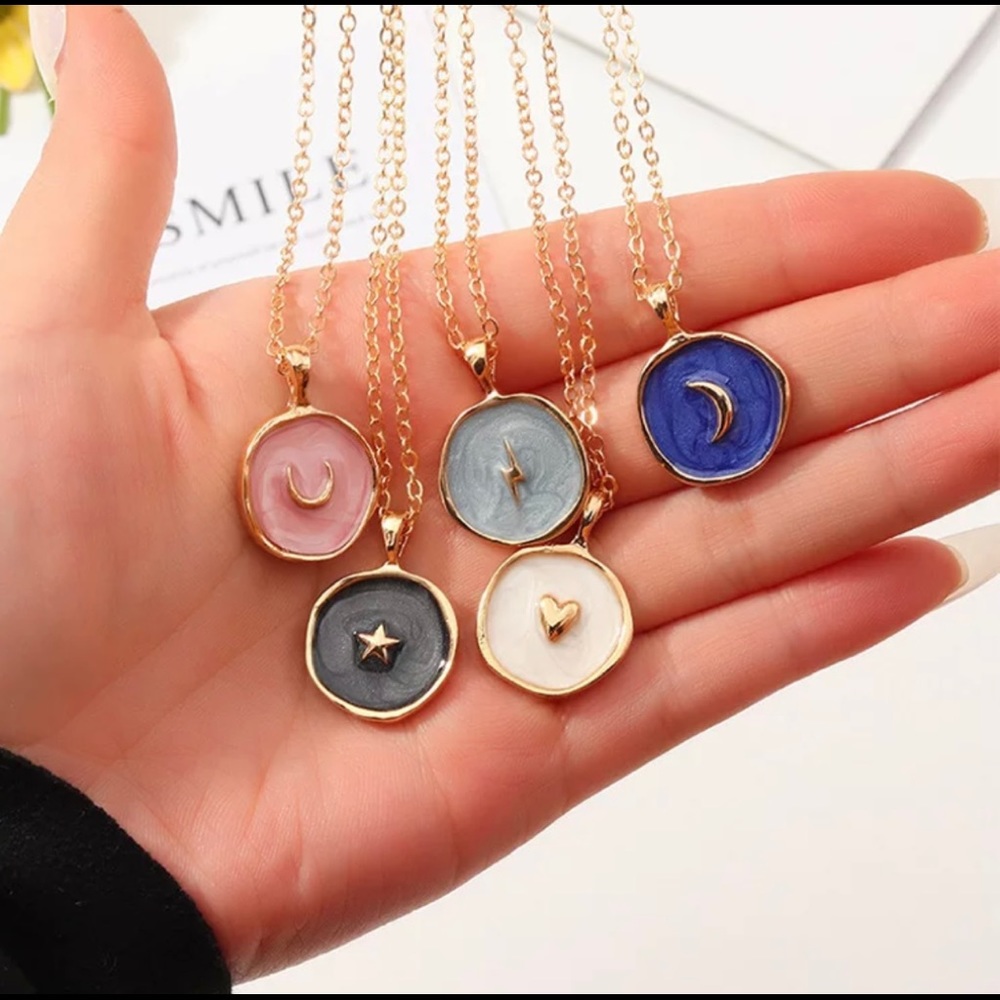 🌙 Celestial moon (or star) necklace fashion jewelry. ✨ Gorgeous! $8 each!